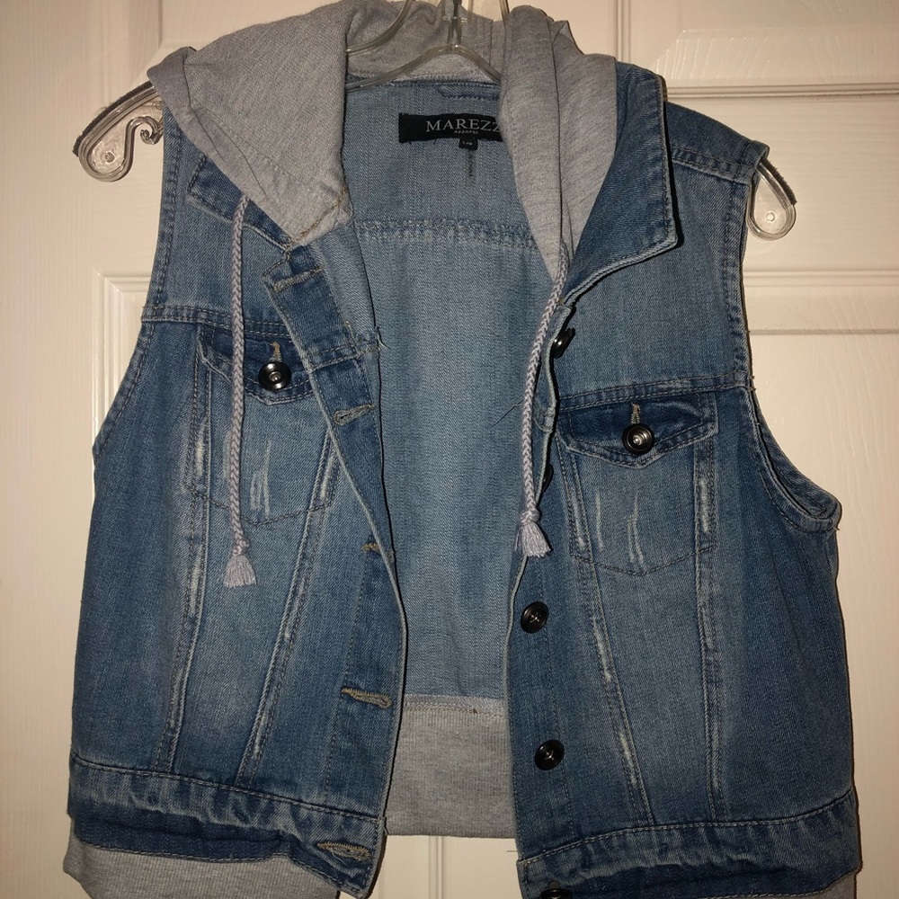 Denim cropped hoodie